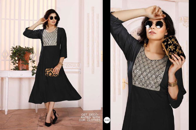 Rrr 8162 Heavy Rayon Fancy Wear Designer Kurti Collection